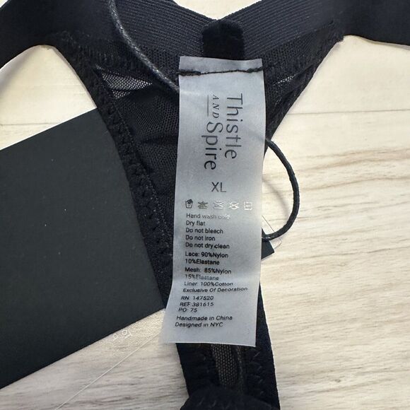 Thistle and Spire Sidney Keyhole Velvet Lace Thong Black Size XL 381615 NWT - Picture 6 of 7